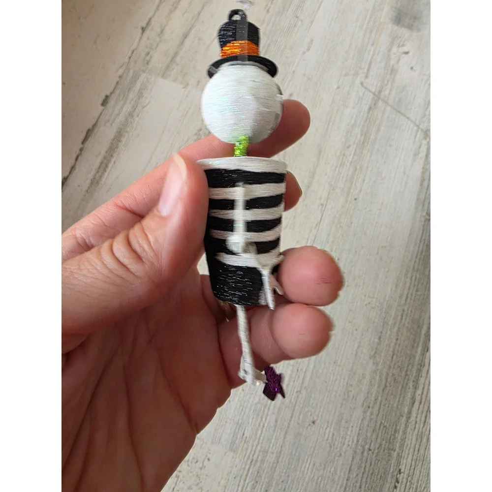 Vintage Pier 1 skeleton jointed glitter ornament metal Xmas tree